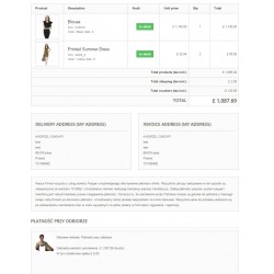 Order summary - shopping cart in the Prestashop payment module